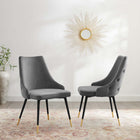 Modway - Adorn Performance Velvet Fauteuil d’appoint de salle à manger Ensemble de 2 - Gris-Rembourrage en velours polyester Performance