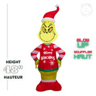 GEMMY - Grinch gonflable de Noël avec pull moche « Joyeux Grinchmas »-Pour usage intérieur et extérieur