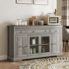 HOMCOM - Buffet 55,1 po L avec rangement - gris-Verre transparent sur la porte de l’armoire centrale pour mettre en valeur le contenu 