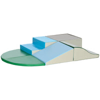 Qaba - Ensemble de jeu souple 6 pièces pour tout-petits : grimper, ramper et glisser - Bleu/Vert-Les couleurs vives stimulent la créativité et le développement visuel des enfants. 