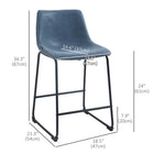 HOMCOM - Tabourets de bar hauteur comptoir avec dossier - bleu foncé - paquet de 2-Nettoyage facile avec un simple coup de chiffon humide 
