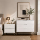 Manhattan Comfort - Table de nuit Avira 20" style mid-century moderne à 2 tiroirs - Blanc-Garantie limitée du fabricant de 30 jours