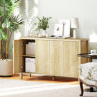 HOMCOM - Buffet cannelé 47,2 po L avec rangement - bois naturel-Le kit anti-basculement et les cinq pieds ajoutent sécurité et stabilité à l'usage quotidien 
