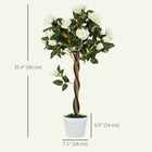Outsunny - Arbre de roses artificiel 3 pi - blanc - lot de 2-Pot lesté avec du ciment et de la mousse PE, assurant la stabilité de l’arbre artificiel 