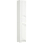 Kleankin - armoire de rangement de salle de bain haute avec portes et tiroir - blanc brillant-Armoire compacte et haute, idéale pour les espaces étroits 