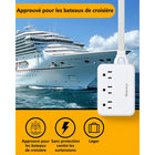 Huntkey - Multiprise avec cordon détachable, 3 prises et 4 ports USB - blanc-Dotée d'une fiche plate ultra-mince à 45° qui s'insère facilement derrière les meubles et dans les espaces restreints, tandis que l'unité elle-même est à peu près de la taille d'un téléphone intelligent standard.