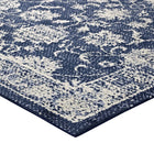 Modway - Kazia Treillis floral vieilli Tapis de 5 pi l x 8 pi L - Bleu foncé et ivoire-Microfibre 100% polyester