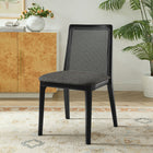 Modway - Monarch Bois et rotin Fauteuil d’appoint de salle à manger - Noir Noir Gris-Siège rembourré en tissu