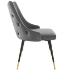Modway - Adorn Performance Velvet Fauteuil d’appoint de salle à manger Ensemble de 2 - Gris-Jambes noires effilées