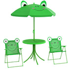 Outsunny - Ensemble de table de pique-nique pliante pour enfants avec chaises, motif extérieur jardin terrasse arrière-cour avec parasol - vert-Structure solide composée de tubes métalliques assurant la sécurité  
