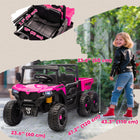 Qaba - Camion électrique 24V 4WD pour enfants avec 6 roues, 2 places et benne basculante - rose-Équipé d’une benne basculante électrique pour des aventures de transport et de déchargement amusantes 