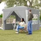 Outsunny - Tente auvent pliante 10 pi l x 10 pi L - Parois latérales - Sac de transport inclus - Gris-Comprend un sac de transport pour un rangement et un transport faciles