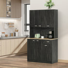 HOMCOM - Buffet moderne 71 po avec huche, rangement, tiroir et support pour micro-ondes - noir-Plan de travail ouvert pour ranger votre four à micro-ondes, grille-pain, cafetière 