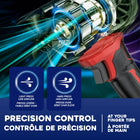 Bullseye - Souffleur d'air sans fil rechargeable de 20 V pour feuilles et poussière avec batterie et chargeur-Comprend 2 buses de rallonge, soit une buse courte pour le nettoyage quotidien et une buse allongée pour les endroits difficiles d'accès