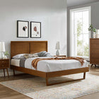 Modway - Marlee Bois Plate-lit complet avec cadre angulaire, Noyer-Construction en bois, MDF et placage