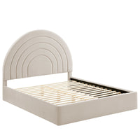 Modway - Solana Arqué Performance Velvet Lit de plateforme complet, Amande-Sellerie en velours Performance résistante aux taches