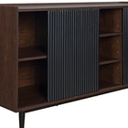 Manhattan Comfort - Buffet Duane 59,05 po style mid-century moderne - marron foncé et noir-Recommandé pour écran TV de 55" Fonctionne comme meuble TV et dispose de 3 ouvertures pour le passage des câbles et fils