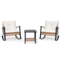 Lausaint - Ensemble de conversation extérieur 3 pièces - Beige-Conception ergonomique pour un confort optimal : cet ensemble de jardin en osier est équipé de repose-pieds avant et arrière pour un équilibre parfait et une détente absolue. Sa capacité de charge de 300 lbs et sa conception équilibrée garantissent une utilisation en toute sécurité.