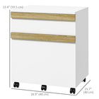 Vinsetto - Classeur à 2 tiroirs format lettre/A4 avec 5 roulettes - grain de bois blanc-Assemblage requis 