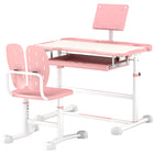 Qaba - Ensemble bureau et chaise pour enfants à hauteur réglable avec plateau inclinable - Rose-Le plateau en MDF et les pieds en acier assurent durabilité et stabilité 