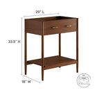 Modway - Zaire 30" Armoire de toilette de salle de bain (lavabo non inclus) - Noyer-Tiroir compact