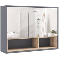 HOMCOM - Armoire à pharmacie murale de salle de bain avec miroir - gris-Conception à huit compartiments pour organiser les objets efficacement 
