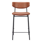 Zuo - Charon Tabouret de comptoir - Vintage Brun - Ensemble de 2-Tissu en faux cuir doux et durable