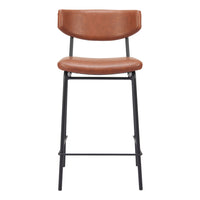 Zuo - Charon Tabouret de comptoir - Vintage Brun - Ensemble de 2-Tissu en faux cuir doux et durable
