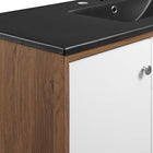 Modway - Transmit Évier simple 48" Vanette de salle de bain - Noir noyer-Bassin d’évier en céramique