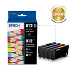 Epson - Cartouches d'encre T812 - Noir grande capacité/Couleur standard CMJ-Manipulation sans souci - impressions résistantes au maculage, à la décolouration et à l’eau