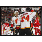 Jarome Iginla and Craig Conroy 20x29 Flames Celebration-H - Toile encadree - 31" x 22"-Impression sur toile de qualité supérieure avec bordures enveloppées