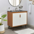 Modway - Energize 36" Vanette de salle de bain - Noir blanc cerise-Pieds métalliques en épingle à cheveux