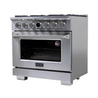 Kucht - 36 po Série KXP Cuisinière double énergie Gaz naturel - Acier inoxydable-Cuisinière en acier inoxydable avec poignée professionnelle dorée pour une expérience culinaire ultime