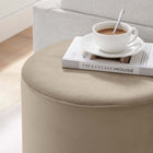 Modway - Tilden Velours rond de performance de 16" Rembourré Ottoman - Taupe Natural-Glissements au pied sans marquer