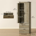 HOMCOM - Armoire de cuisine haute 67 po avec étagères réglables - brun café-Finition gris brun et accents noirs ajoutent un charme rustique 