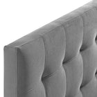 Modway - Lily Biscuit Touffé Performance Velvet Tête de lit complète, Gris-Rembourrage en mousse dense
