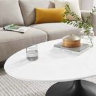 Modway - Lippa Ovale de 42 po Bois Table basse - Noir Blanc-Tampon feutre non marquant