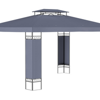 Outsunny - Pavillon d’extérieur 10 pi l x 13 pi L - auvent de pavillon à double toit - gris-Pavillon spacieux en métal avec moustiquaire et volants