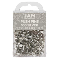 JAM Paper - Punaises colourées - argentées - paquet de 100-Punaises à tête en plastique | Couleur : Argent