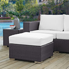 Modway - Convene Terrasse extérieure Tissu Carré ottoman in Espresso Blanc-Cadre en aluminium revêtu de poudre