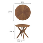 Modway - Crossroads Rond 24 po Bois Table d’appoint - Noyer-Hévéa et MDF