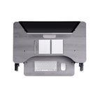 Rocelco - Élévateur de bureau à hauteur réglable assis-debout de 32 po ADR avec poignées faciles à soulever - Gris-Le plateau du clavier s'étend et se rétracte tout en gardant un espacement de 4.5 "entre le plateau du clavier et le bureau, ce qui permet de garder les bras et les poignets dans une position ergonomique pour éviter les tensions au cou et au dos en position assise ou debout