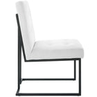 Modway - Privy Acier inoxydable noir Tissu rembourré Chaise à manger - Noir Blanc-Base en acier inoxydable noir mat