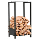 Outsunny - Porte-bûches extérieur- support à bois- noir-Garde le bois propre, sec, hors du sol et sans désordre 