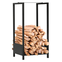 Outsunny - Porte-bûches extérieur- support à bois- noir-Garde le bois propre, sec, hors du sol et sans désordre 