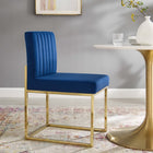 Modway - Carriage Base de traîneau à touffes de Channel Performance Velvet Chaise à manger - Marine d’or-Rembourrage en velours polyester Performance