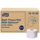Tork - Rouleau de papier hygiénique universel avec OptiCore - 2 épaisseurs - 865 feuilles/rouleau - Paquet de 36-Ce papier de qualité est fabriqué à 100 % de fibres recyclées, dont 25 % de contenu postconsommation, dépassant les normes de l’EPA en matière de déchets postconsommation.
