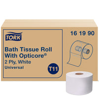 Tork - Rouleau de papier hygiénique universel avec OptiCore - 2 épaisseurs - 865 feuilles/rouleau - Paquet de 36-Ce papier de qualité est fabriqué à 100 % de fibres recyclées, dont 25 % de contenu postconsommation, dépassant les normes de l’EPA en matière de déchets postconsommation.