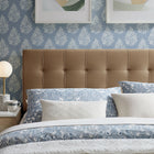 Modway - Lily Velours de performance résistant aux taches Tête de lit Queen size, Taupe-Rembourrage en mousse dense
