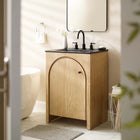 Modway - Appia 24" Vanette de salle de bain - Noir de chêne-Construction en parement de bois de manguier et MDF